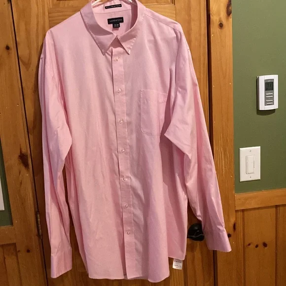 Men’s Land’s End Long Sleeve Button Down Shirt, Pink, Sz 19-38 Big/Tall - Picture 2 of 8